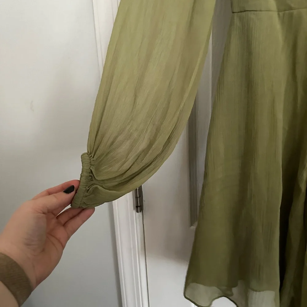 BNWOT Olive Green Dress with Floral Beading - Picture 7 of 7